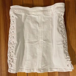 White Forever 21 Stretchy Skirt w/ Lace up Sides Size Small